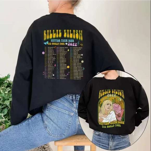 Gildan Other - Billie Eilish Happier Than Ever The World Tour 2022 2 Sided Sweatshirt